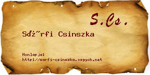 Sárfi Csinszka névjegykártya